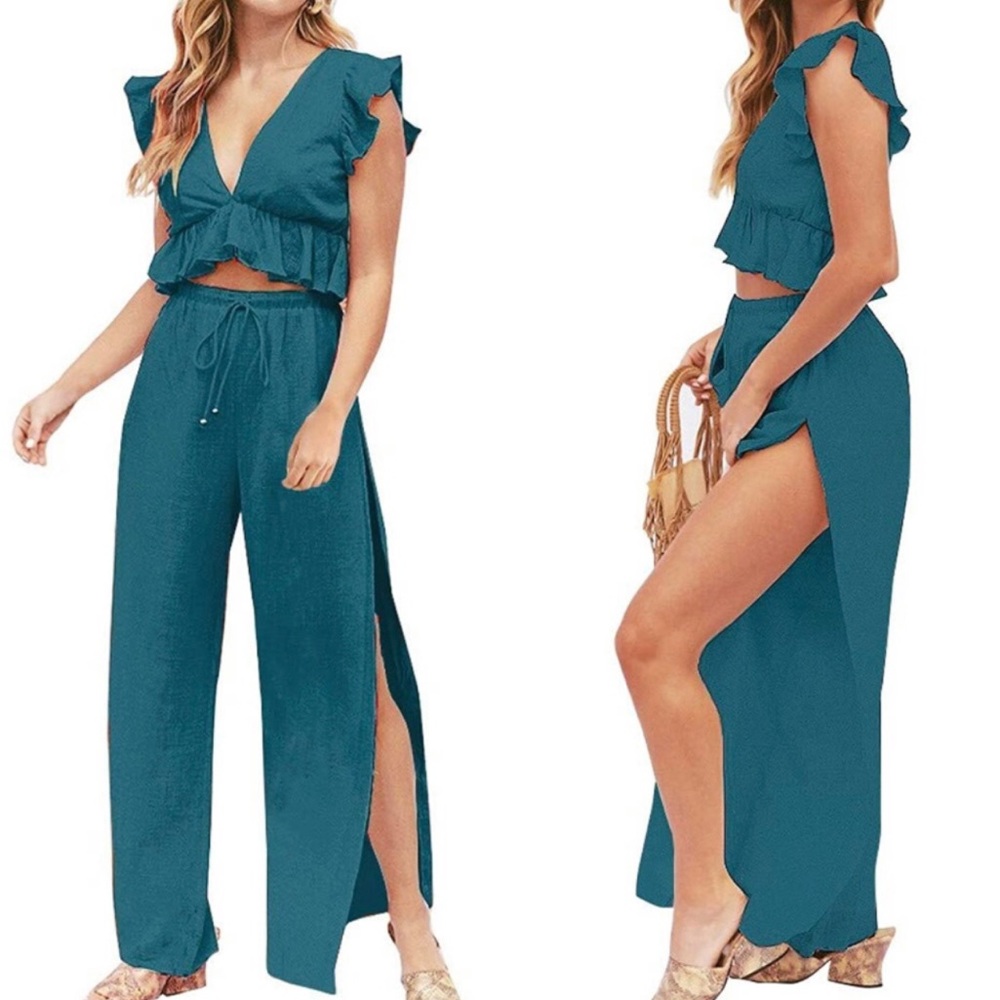 NWT 2-Piece Crop Top+Pants Set